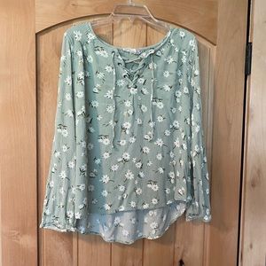 Like new long sleeve sage floral blouse size XL